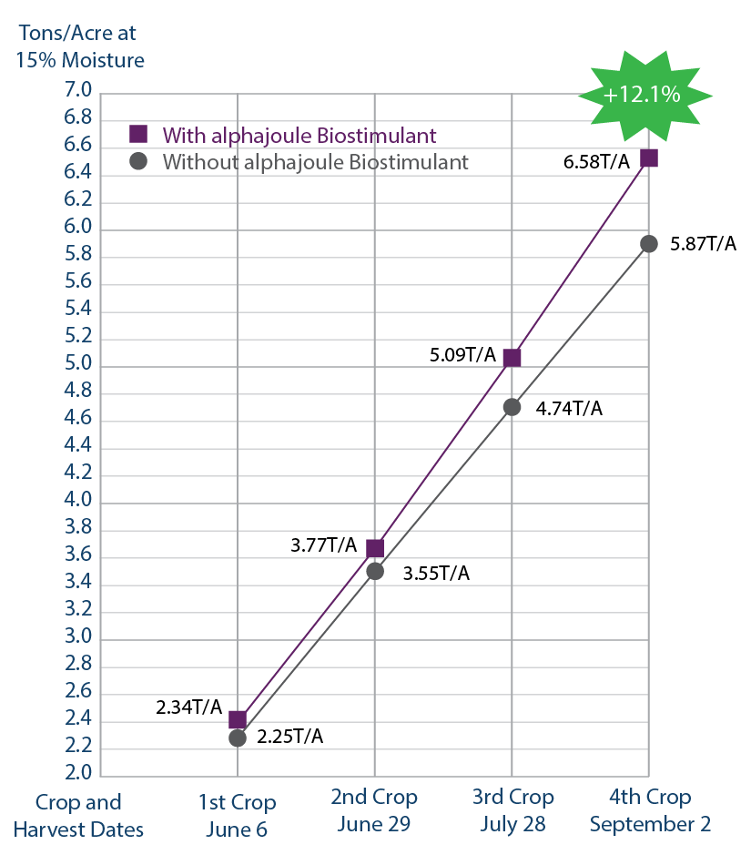 More seasonal yield with alphajoule Biostimulant for Alfalfa