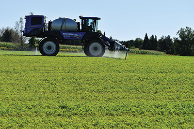 managing alfalfa with biostimulant by field sprayer application